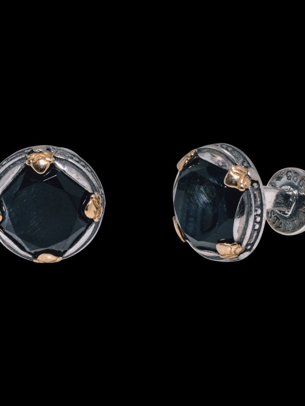 KONSTANTINO 925 Sterling Silver 18K Gold Hephaestus Hawk's Eye Doublet Cufflinks